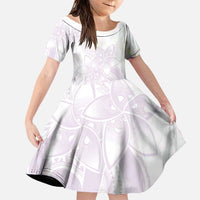 Polynesian Tribal Plumeria Lotu Tamaiti Family Matching Puletasi and Hawaiian Shirt Pastel Mauve LT9 Daughter's Dress Mauve - Polynesian Pride
