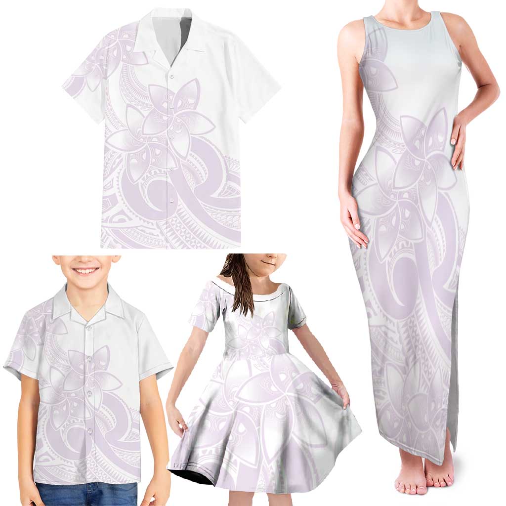 Polynesian Tribal Plumeria Lotu Tamaiti Family Matching Tank Maxi Dress and Hawaiian Shirt Pastel Mauve LT9 - Polynesian Pride