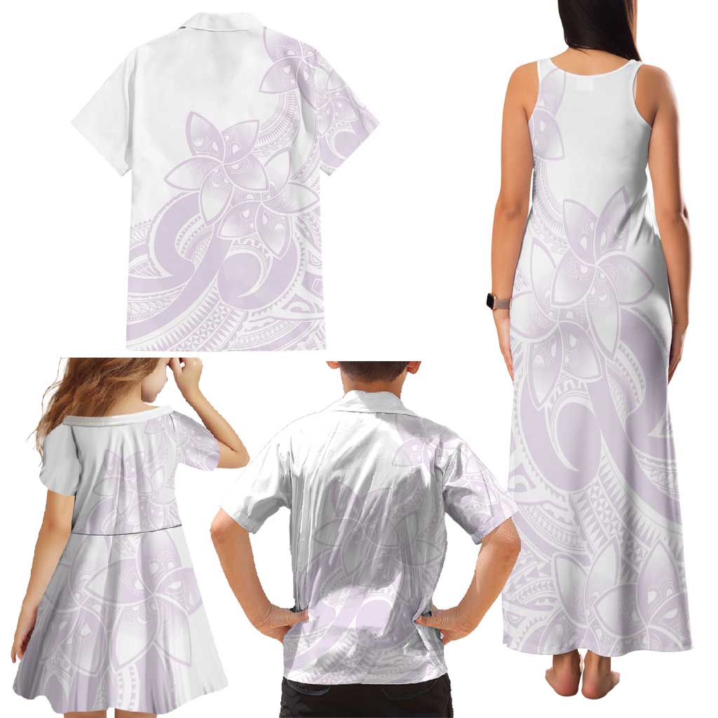 Polynesian Tribal Plumeria Lotu Tamaiti Family Matching Tank Maxi Dress and Hawaiian Shirt Pastel Mauve LT9 - Polynesian Pride