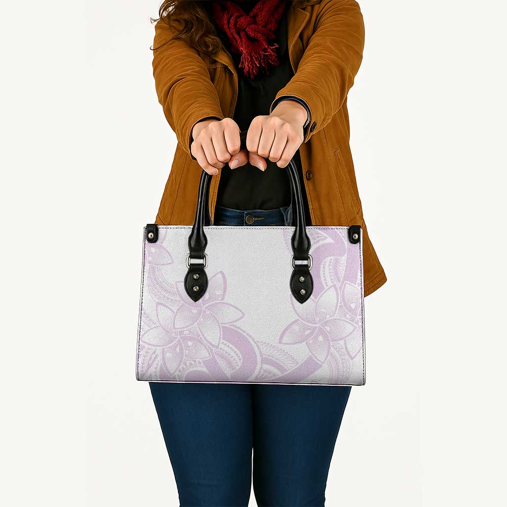 Polynesian Tribal Plumeria Lotu Tamaiti Leather Bag Pastel Mauve LT9 Mauve - Polynesian Pride
