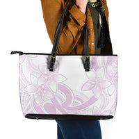 Polynesian Tribal Plumeria Lotu Tamaiti Leather Tote Bag Pastel Mauve - Polynesian Pride
