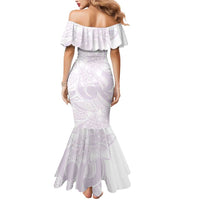 Polynesian Tribal Plumeria Lotu Tamaiti Mermaid Dress Pastel Mauve - Polynesian Pride