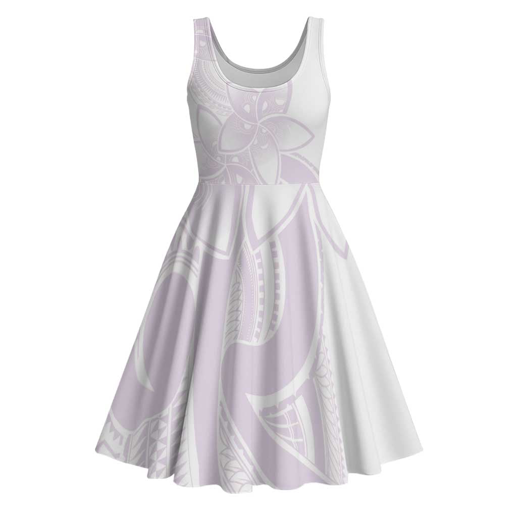 Polynesian Tribal Plumeria Lotu Tamaiti Midi Dress Pastel Mauve - Polynesian Pride