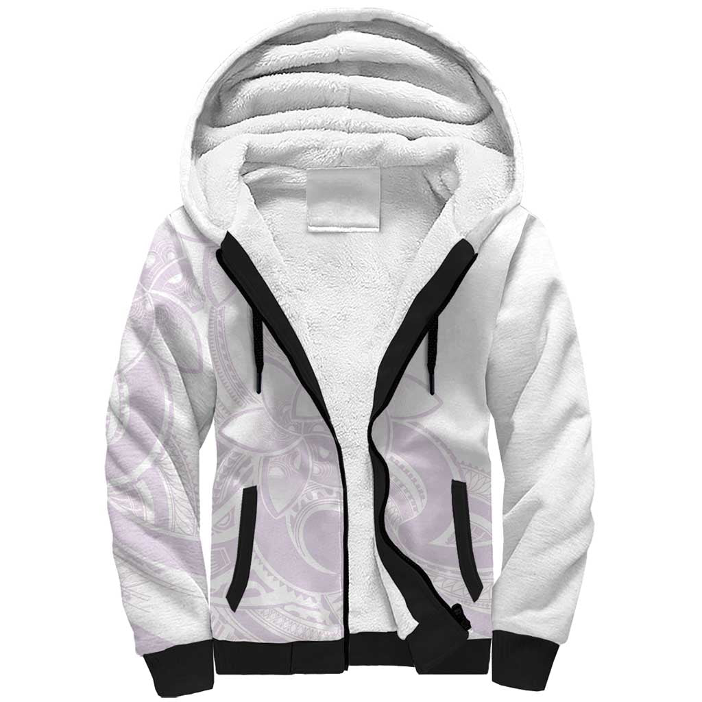 Polynesian Tribal Plumeria Lotu Tamaiti Sherpa Hoodie Pastel Mauve - Polynesian Pride