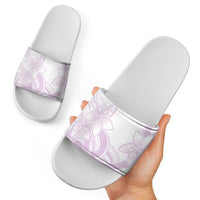 Polynesian Tribal Plumeria Lotu Tamaiti Slide Sandals Pastel Mauve - Polynesian Pride
