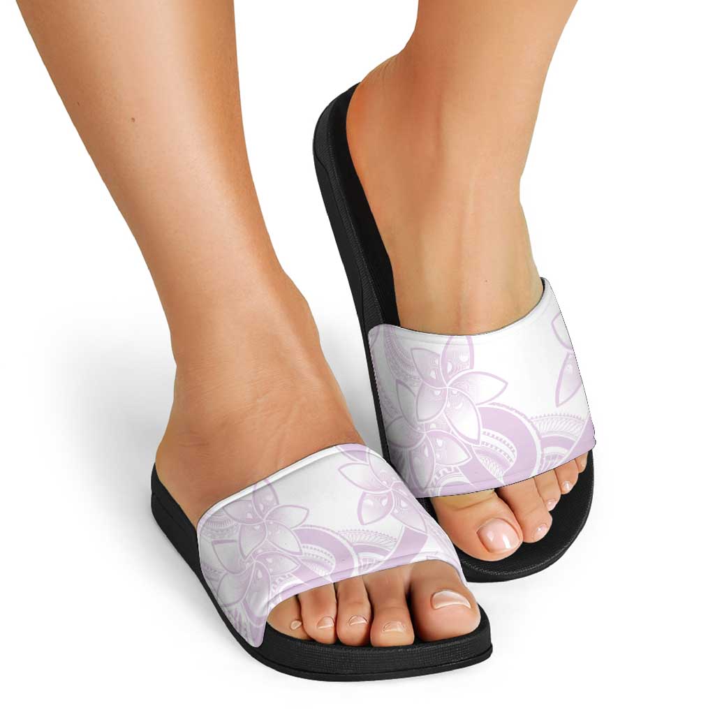 Polynesian Tribal Plumeria Lotu Tamaiti Slide Sandals Pastel Mauve - Polynesian Pride