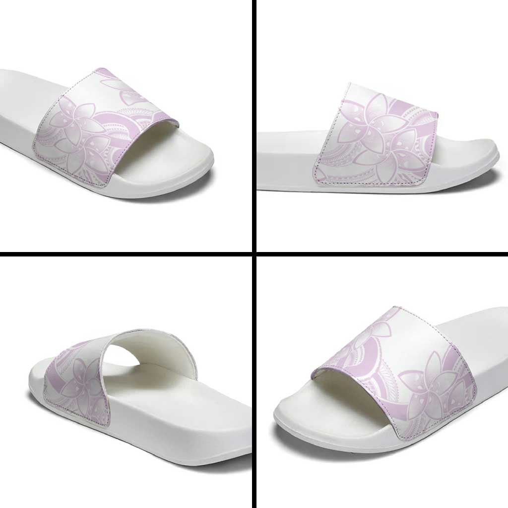 Polynesian Tribal Plumeria Lotu Tamaiti Slide Sandals Pastel Mauve - Polynesian Pride