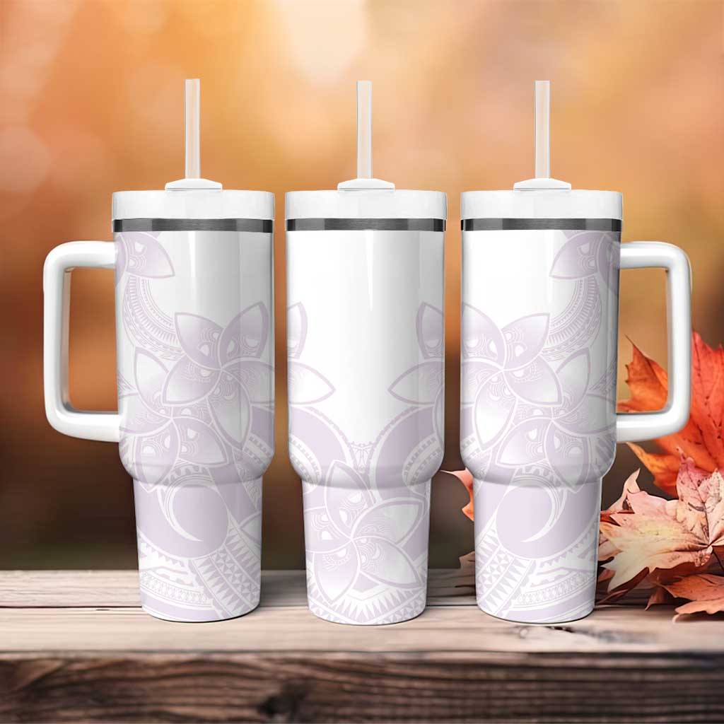 Polynesian Tribal Plumeria Lotu Tamaiti Tumbler With Handle Pastel Mauve - Polynesian Pride