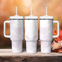 Polynesian Tribal Plumeria Lotu Tamaiti Tumbler With Handle Pastel Mauve - Polynesian Pride