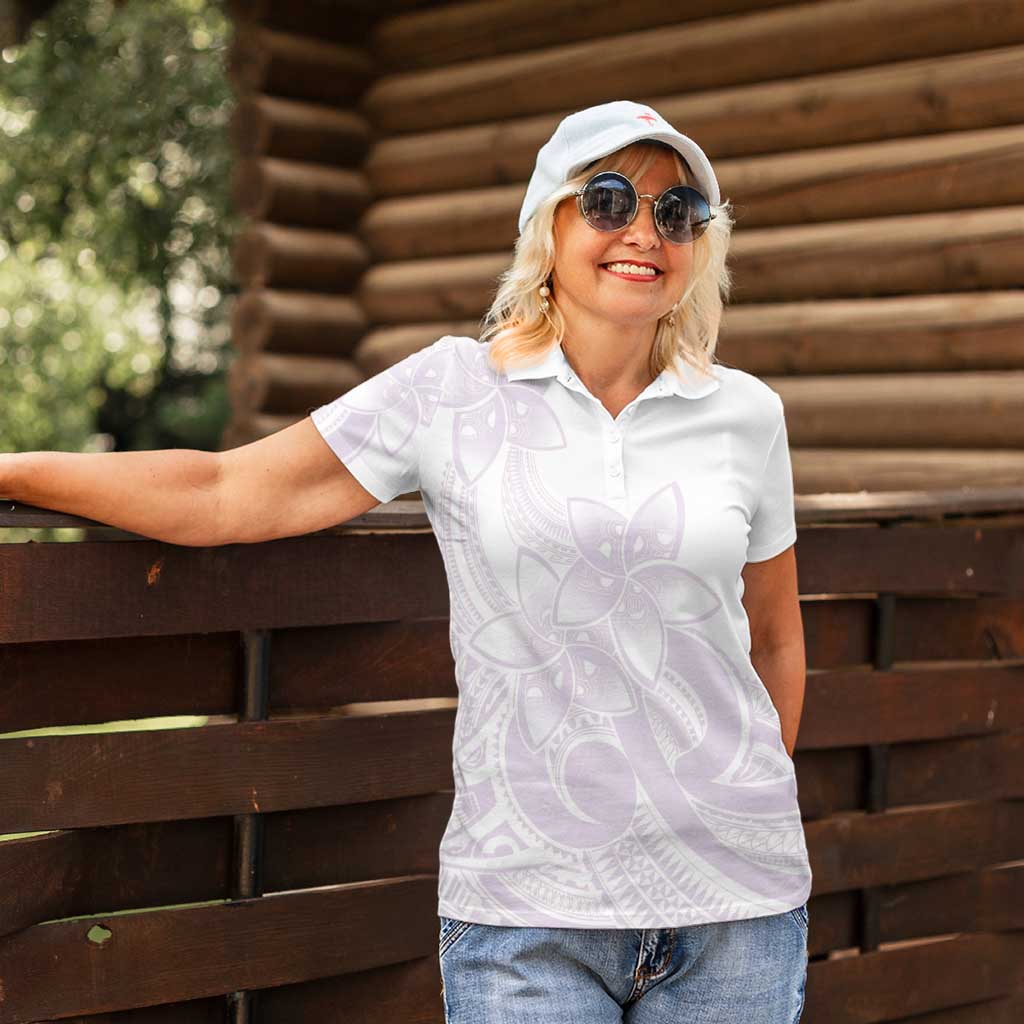 Polynesian Tribal Plumeria Lotu Tamaiti Women Polo Shirt Pastel Mauve LT9 - Polynesian Pride