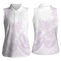 Polynesian Tribal Plumeria Lotu Tamaiti Women Sleeveless Polo Shirt Pastel Mauve LT9 - Polynesian Pride
