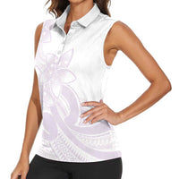 Polynesian Tribal Plumeria Lotu Tamaiti Women Sleeveless Polo Shirt Pastel Mauve LT9 - Polynesian Pride