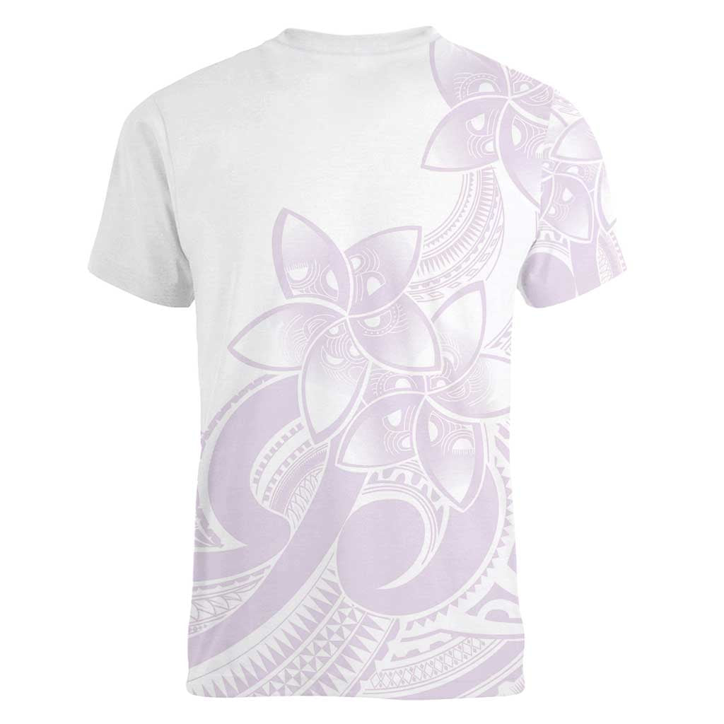 Polynesian Tribal Plumeria Lotu Tamaiti Women V-Neck T-Shirt Pastel Mauve - Polynesian Pride