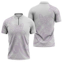 Polynesian Tribal Plumeria Lotu Tamaiti Zipper Polo Shirt Pastel Mauve LT9 - Polynesian Pride