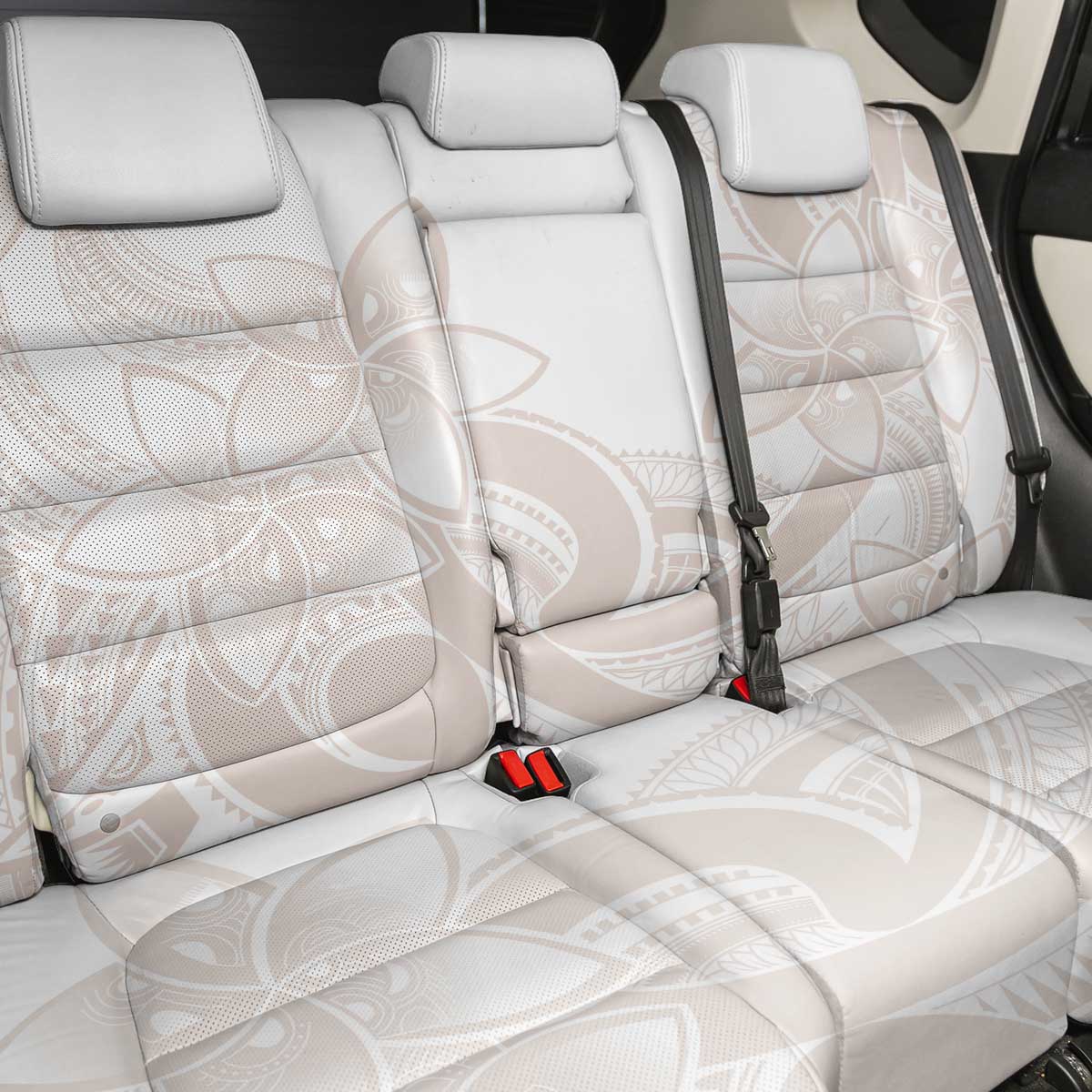 Polynesian Tribal Plumeria Lotu Tamaiti Back Car Seat Cover Pastel Nude - Polynesian Pride