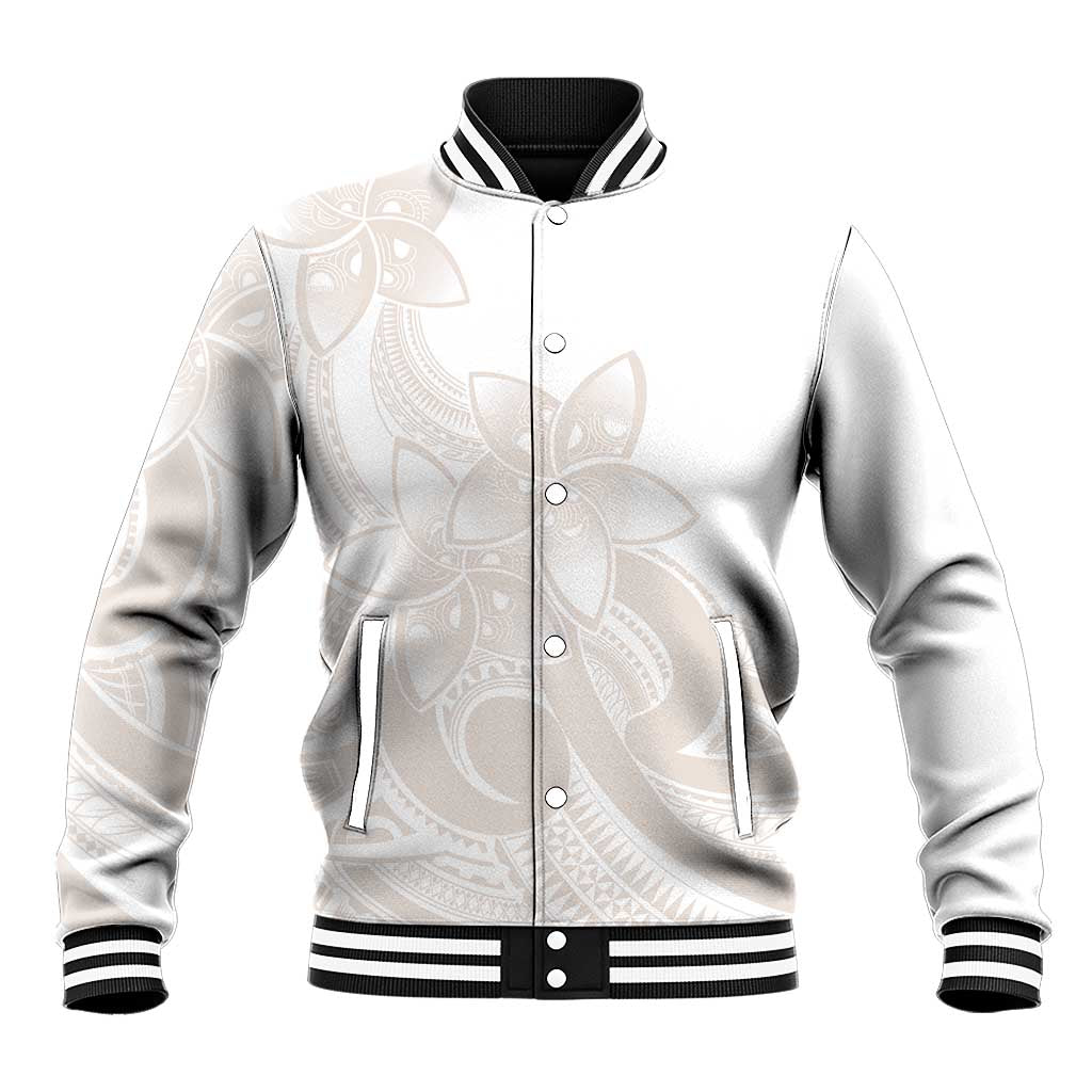 Polynesian Tribal Plumeria Lotu Tamaiti Baseball Jacket Pastel Nude - Polynesian Pride