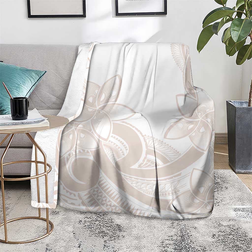 Polynesian Tribal Plumeria Lotu Tamaiti Blanket Pastel Nude - Polynesian Pride