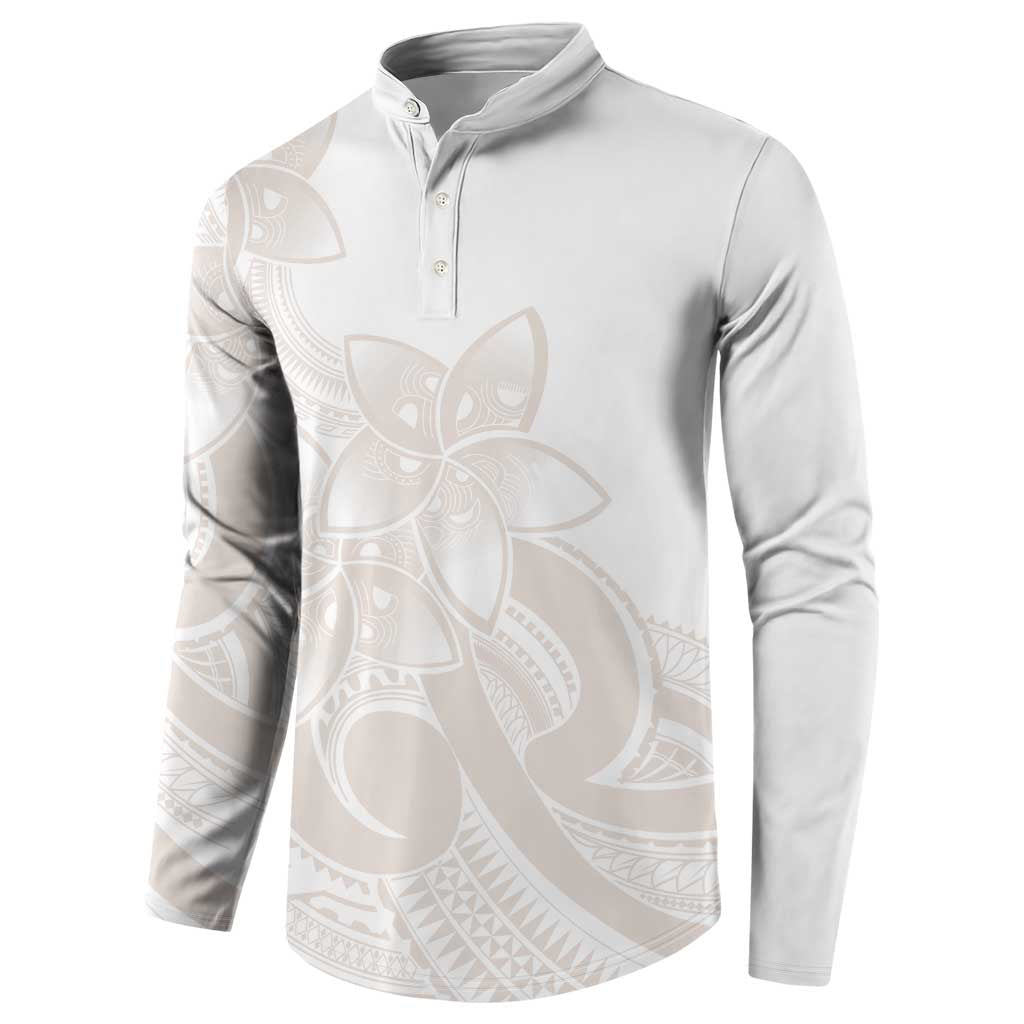 Polynesian Tribal Plumeria Lotu Tamaiti Button Sweatshirt Pastel Nude - Polynesian Pride
