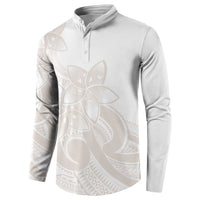 Polynesian Tribal Plumeria Lotu Tamaiti Button Sweatshirt Pastel Nude - Polynesian Pride