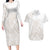 Polynesian Tribal Plumeria Lotu Tamaiti Couples Matching Long Sleeve Bodycon Dress and Hawaiian Shirt Pastel Nude - Polynesian Pride