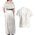 Polynesian Tribal Plumeria Lotu Tamaiti Couples Matching Off Shoulder Maxi Dress and Hawaiian Shirt Pastel Nude - Polynesian Pride