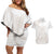 Polynesian Tribal Plumeria Lotu Tamaiti Couples Matching Off Shoulder Short Dress and Hawaiian Shirt Pastel Nude - Polynesian Pride