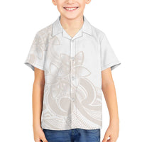 Polynesian Tribal Plumeria Lotu Tamaiti Family Matching Short Sleeve Bodycon Dress and Hawaiian Shirt Pastel Nude LT9 Son's Shirt Nude - Polynesian Pride