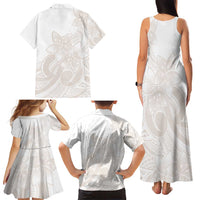 Polynesian Tribal Plumeria Lotu Tamaiti Family Matching Tank Maxi Dress and Hawaiian Shirt Pastel Nude LT9 - Polynesian Pride