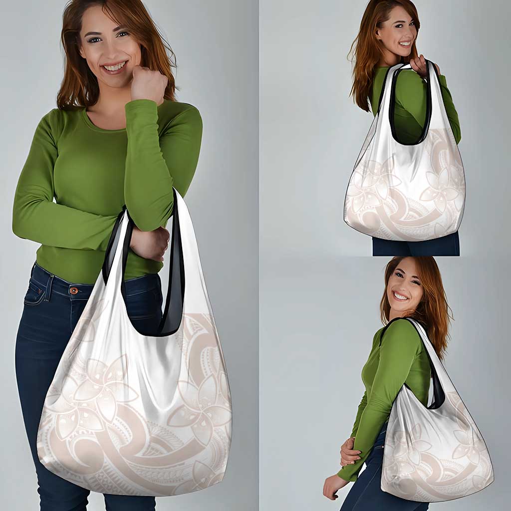 Polynesian Tribal Plumeria Lotu Tamaiti Grocery Bag Pastel Nude - Polynesian Pride