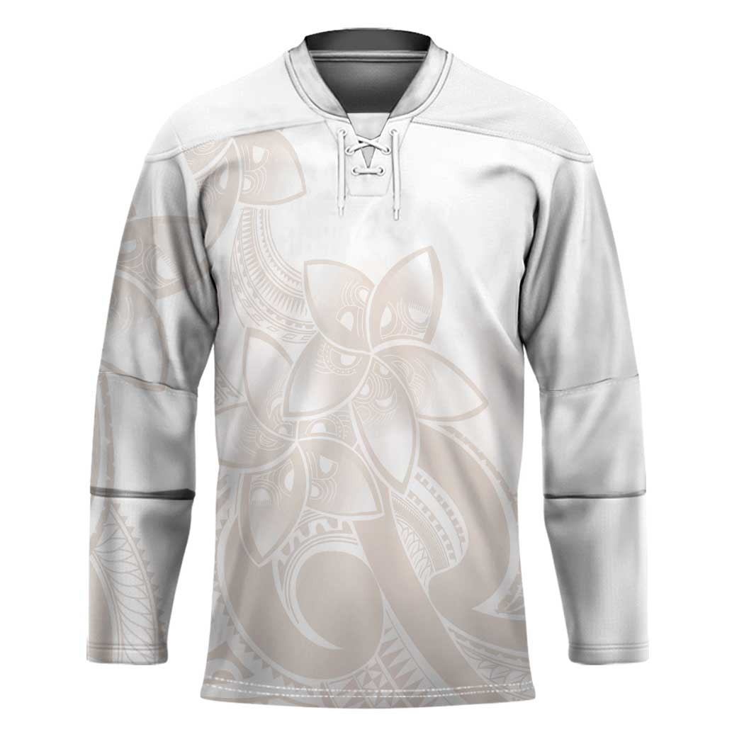 Polynesian Tribal Plumeria Lotu Tamaiti Hockey Jersey Pastel Nude - Polynesian Pride