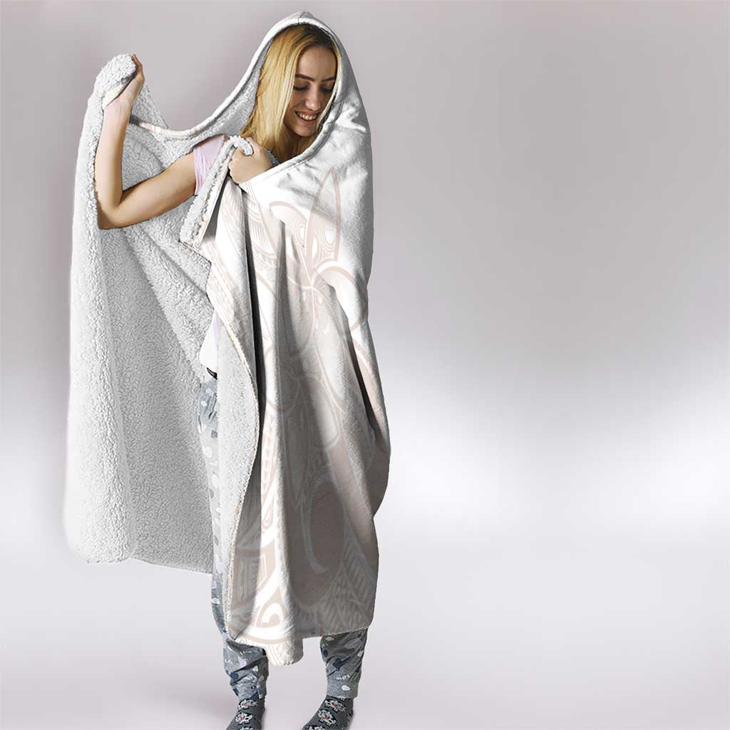 Polynesian Tribal Plumeria Lotu Tamaiti Hooded Blanket Pastel Nude - Polynesian Pride