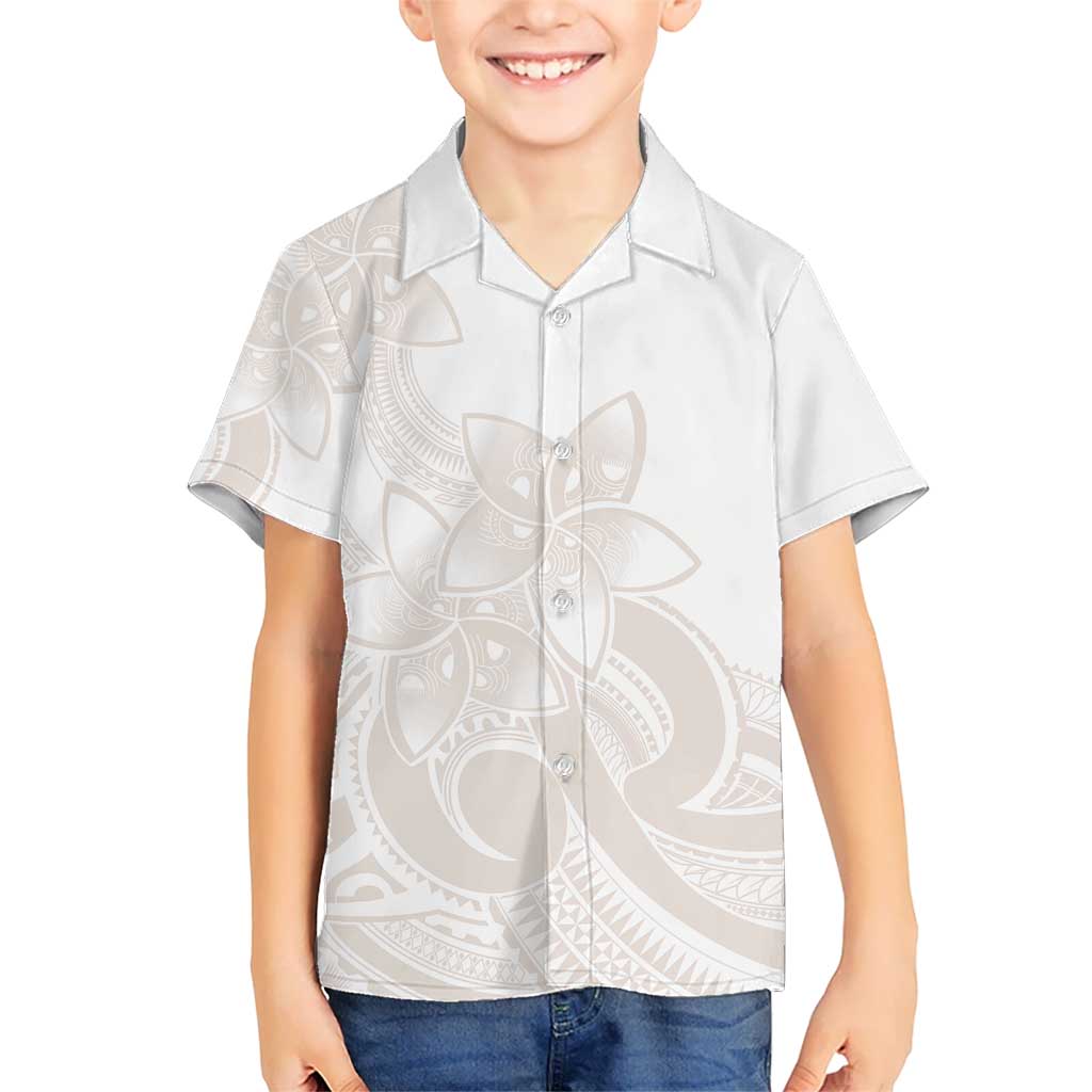 Polynesian Tribal Plumeria Lotu Tamaiti Kid Hawaiian Shirt Pastel Nude - Polynesian Pride