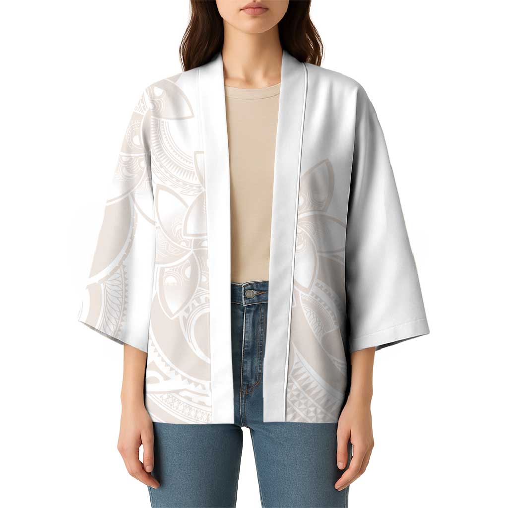 Polynesian Tribal Plumeria Lotu Tamaiti Kimono Pastel Nude - Polynesian Pride