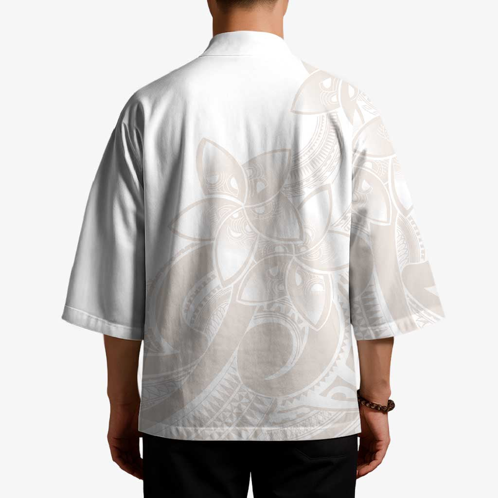 Polynesian Tribal Plumeria Lotu Tamaiti Kimono Pastel Nude - Polynesian Pride