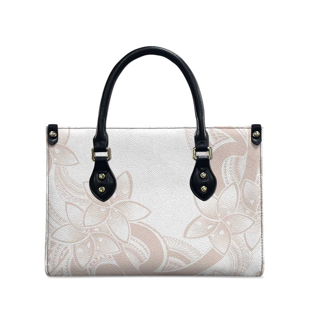 Polynesian Tribal Plumeria Lotu Tamaiti Leather Bag Pastel Nude - Polynesian Pride