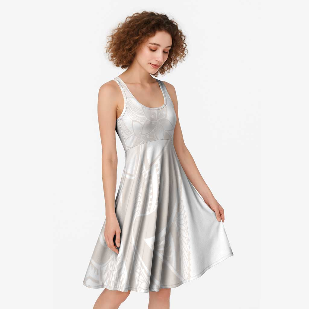 Polynesian Tribal Plumeria Lotu Tamaiti Midi Dress Pastel Nude - Polynesian Pride