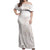 Polynesian Tribal Plumeria Lotu Tamaiti Off Shoulder Maxi Dress Pastel Nude - Polynesian Pride