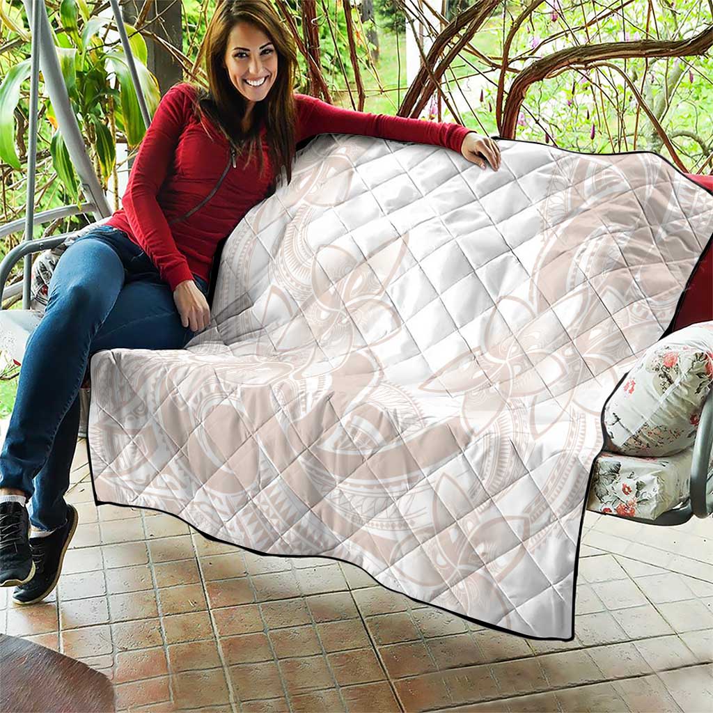 Polynesian Tribal Plumeria Lotu Tamaiti Quilt Pastel Nude - Polynesian Pride