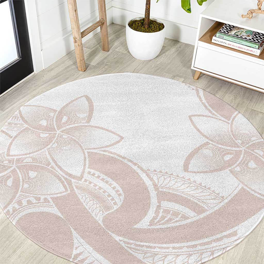 Polynesian Tribal Plumeria Lotu Tamaiti Round Carpet Pastel Nude LT9 Nude - Polynesian Pride