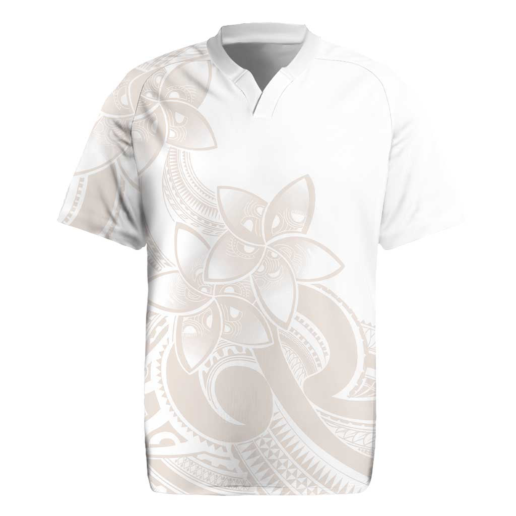 Polynesian Tribal Plumeria Lotu Tamaiti Rugby Jersey Pastel Nude LT9 Nude - Polynesian Pride