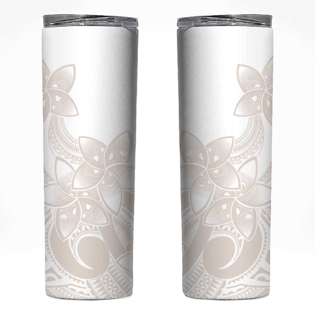 Polynesian Tribal Plumeria Lotu Tamaiti Skinny Tumbler Pastel Nude LT9 Nude - Polynesian Pride