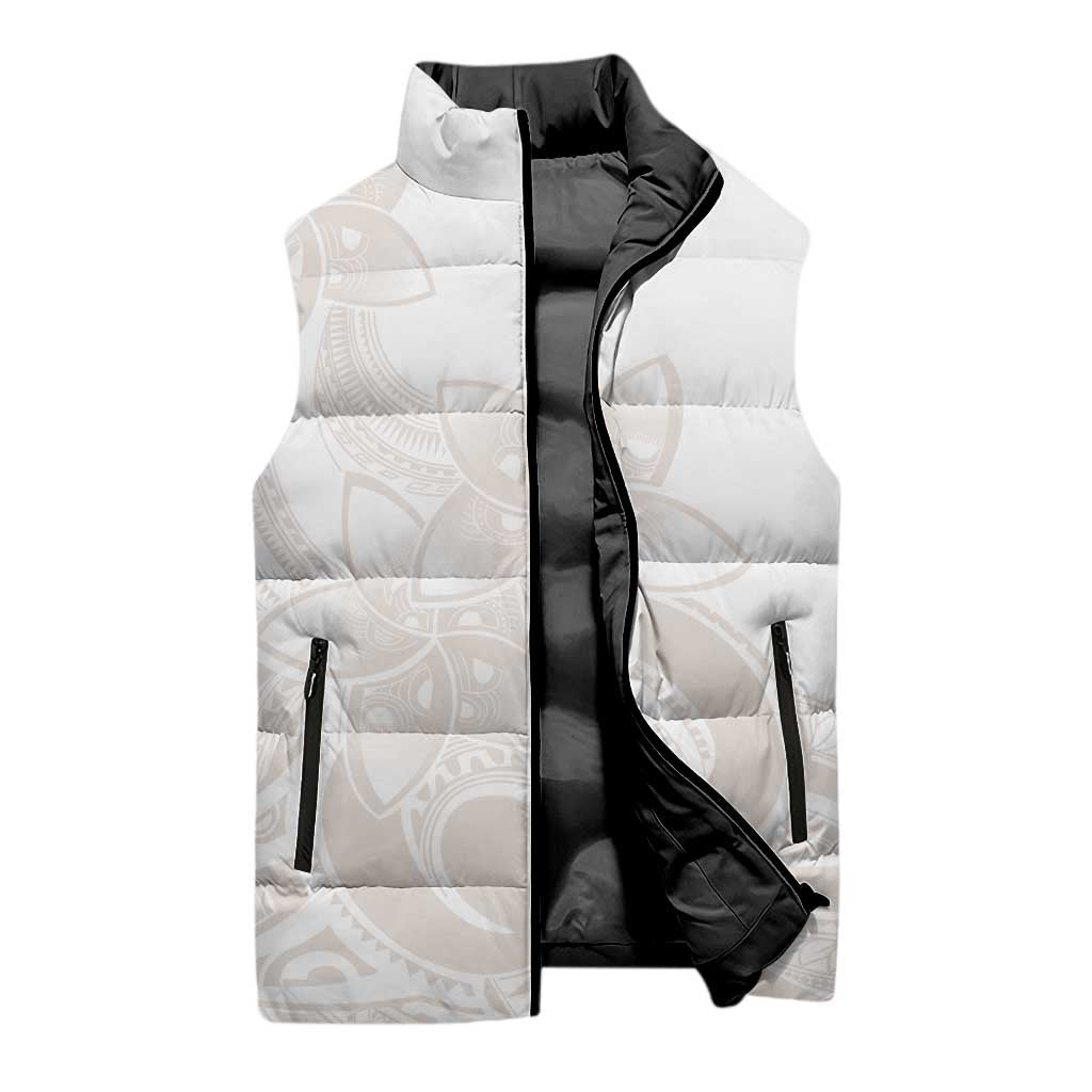 Polynesian Tribal Plumeria Lotu Tamaiti Sleeveless Puffer Jacket Pastel Nude - Polynesian Pride