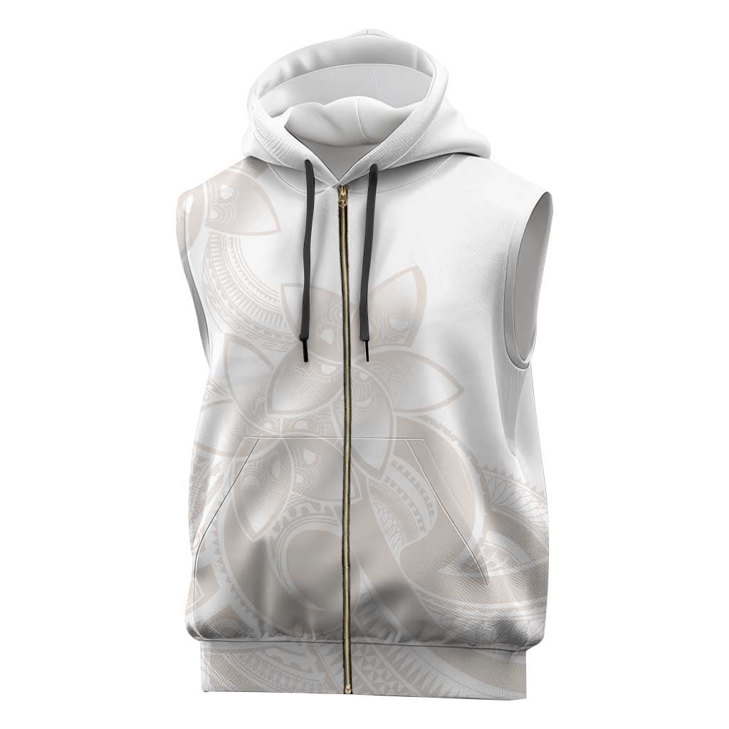 Polynesian Tribal Plumeria Lotu Tamaiti Sleeveless Zip Hoodie Pastel Nude - Polynesian Pride