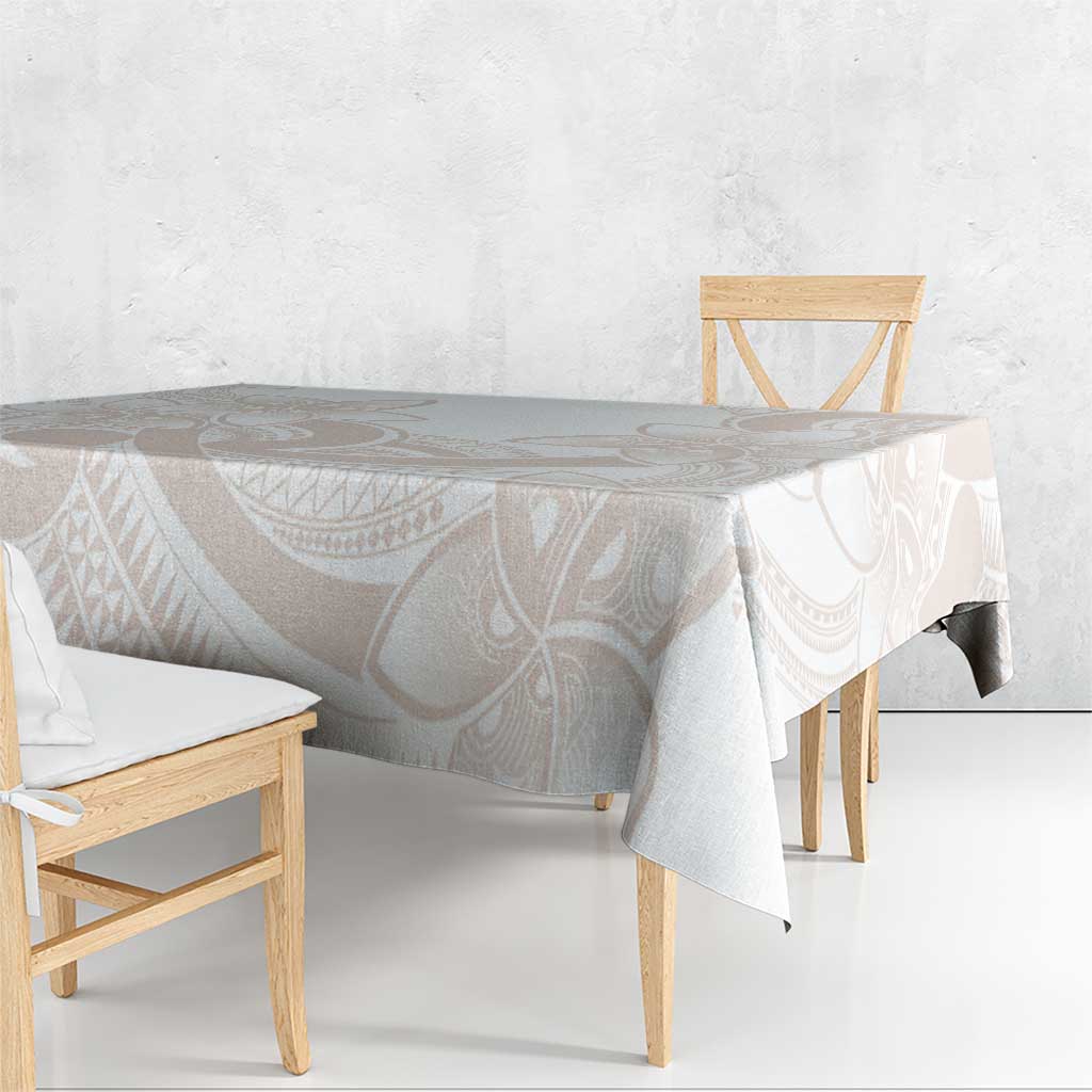 Polynesian Tribal Plumeria Lotu Tamaiti Tablecloth Pastel Nude - Polynesian Pride