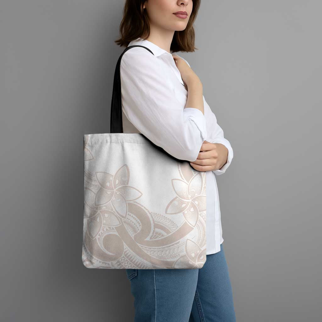 Polynesian Tribal Plumeria Lotu Tamaiti Tote Bag Pastel Nude - Polynesian Pride