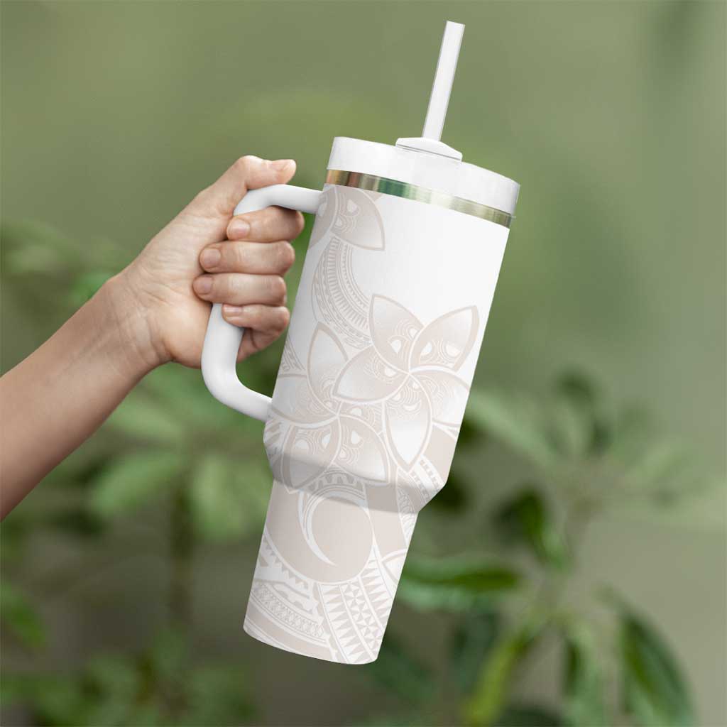 Polynesian Tribal Plumeria Lotu Tamaiti Tumbler With Handle Pastel Nude - Polynesian Pride