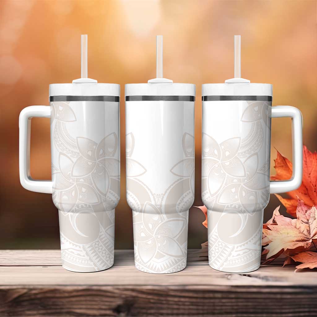 Polynesian Tribal Plumeria Lotu Tamaiti Tumbler With Handle Pastel Nude - Polynesian Pride