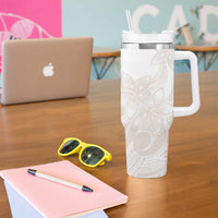 Polynesian Tribal Plumeria Lotu Tamaiti Tumbler With Handle Pastel Nude - Polynesian Pride