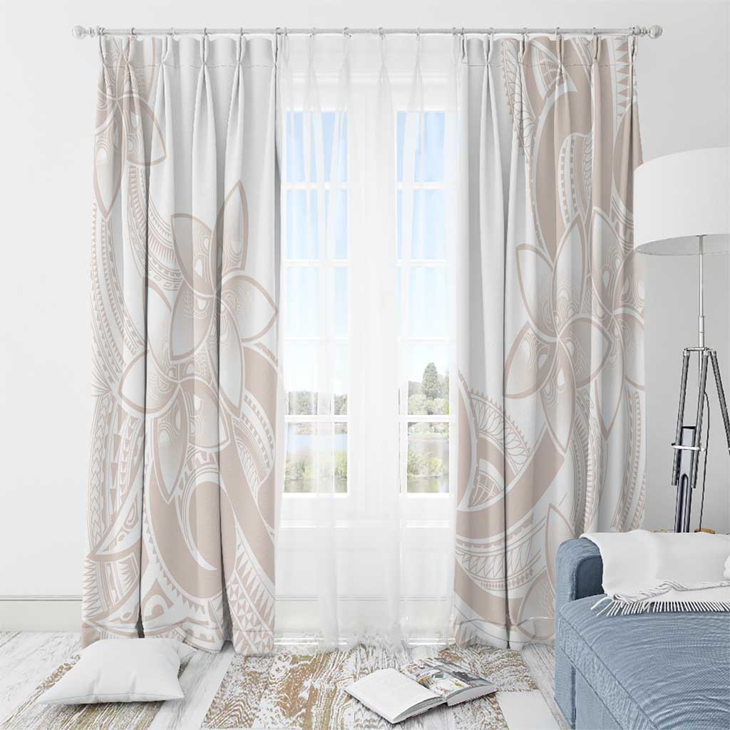 Polynesian Tribal Plumeria Lotu Tamaiti Window Curtain Pastel Nude - Polynesian Pride