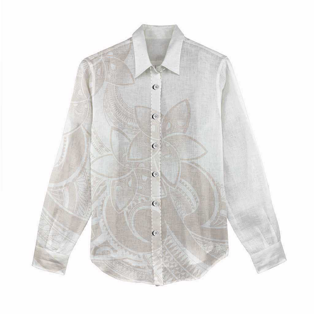 Polynesian Tribal Plumeria Lotu Tamaiti Women Casual Shirt Pastel Nude LT9 - Polynesian Pride